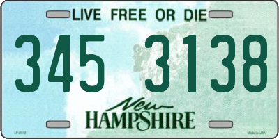 NH license plate 3453138