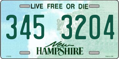 NH license plate 3453204