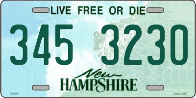 NH license plate 3453230