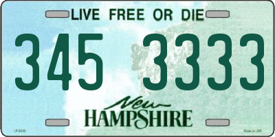 NH license plate 3453333