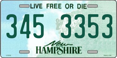 NH license plate 3453353
