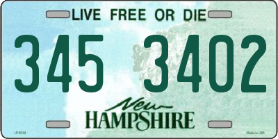 NH license plate 3453402
