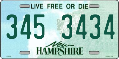 NH license plate 3453434