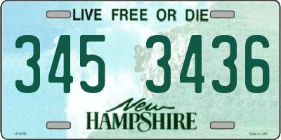 NH license plate 3453436