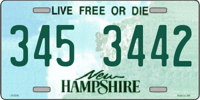 NH license plate 3453442