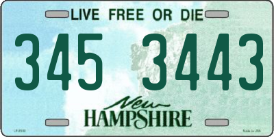 NH license plate 3453443