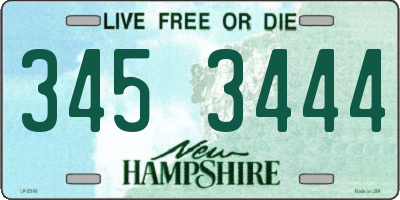 NH license plate 3453444