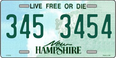 NH license plate 3453454