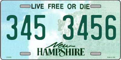 NH license plate 3453456