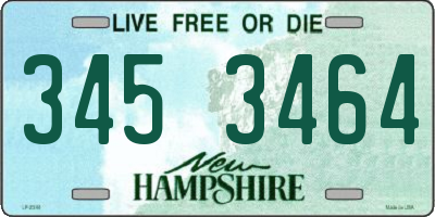 NH license plate 3453464