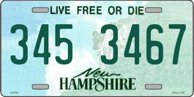 NH license plate 3453467