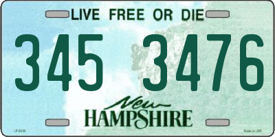 NH license plate 3453476