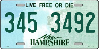 NH license plate 3453492