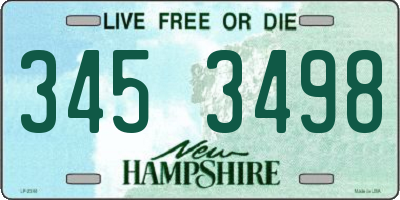 NH license plate 3453498