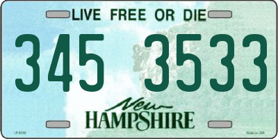 NH license plate 3453533