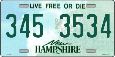 NH license plate 3453534