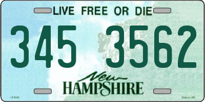 NH license plate 3453562