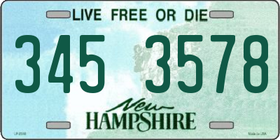 NH license plate 3453578