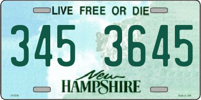 NH license plate 3453645