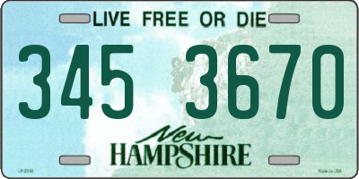 NH license plate 3453670