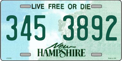 NH license plate 3453892