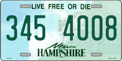 NH license plate 3454008