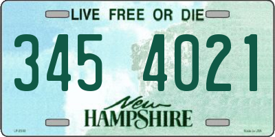 NH license plate 3454021