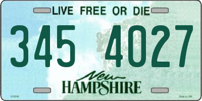 NH license plate 3454027