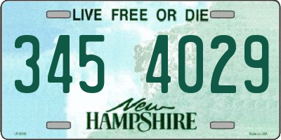 NH license plate 3454029
