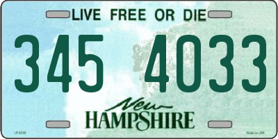 NH license plate 3454033
