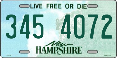 NH license plate 3454072