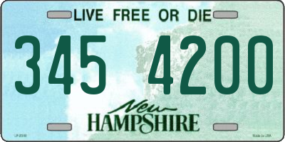 NH license plate 3454200