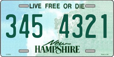NH license plate 3454321