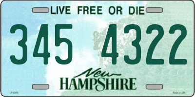 NH license plate 3454322