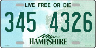 NH license plate 3454326