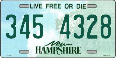 NH license plate 3454328