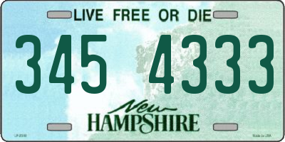 NH license plate 3454333