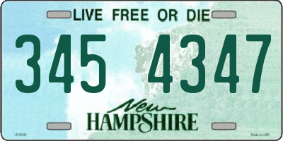 NH license plate 3454347