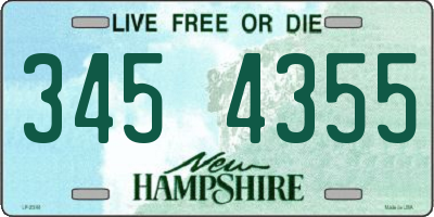 NH license plate 3454355