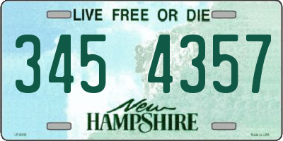 NH license plate 3454357