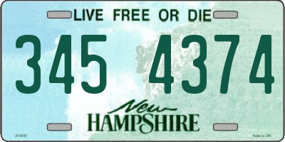 NH license plate 3454374