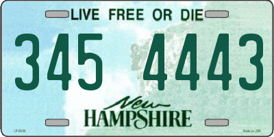 NH license plate 3454443