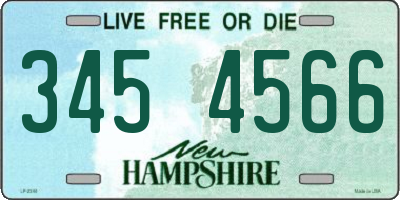 NH license plate 3454566