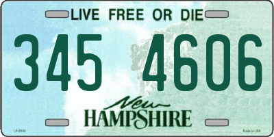 NH license plate 3454606