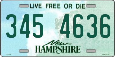 NH license plate 3454636