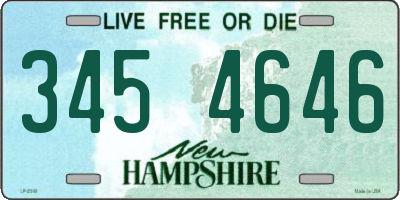 NH license plate 3454646