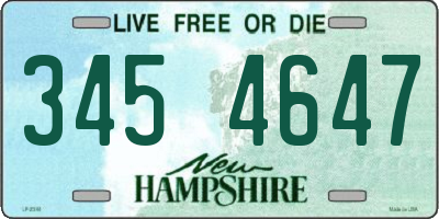 NH license plate 3454647