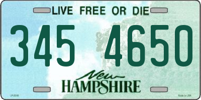 NH license plate 3454650