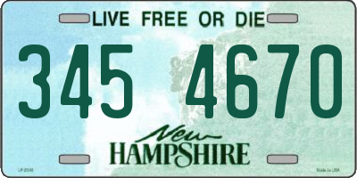 NH license plate 3454670