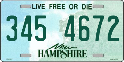 NH license plate 3454672